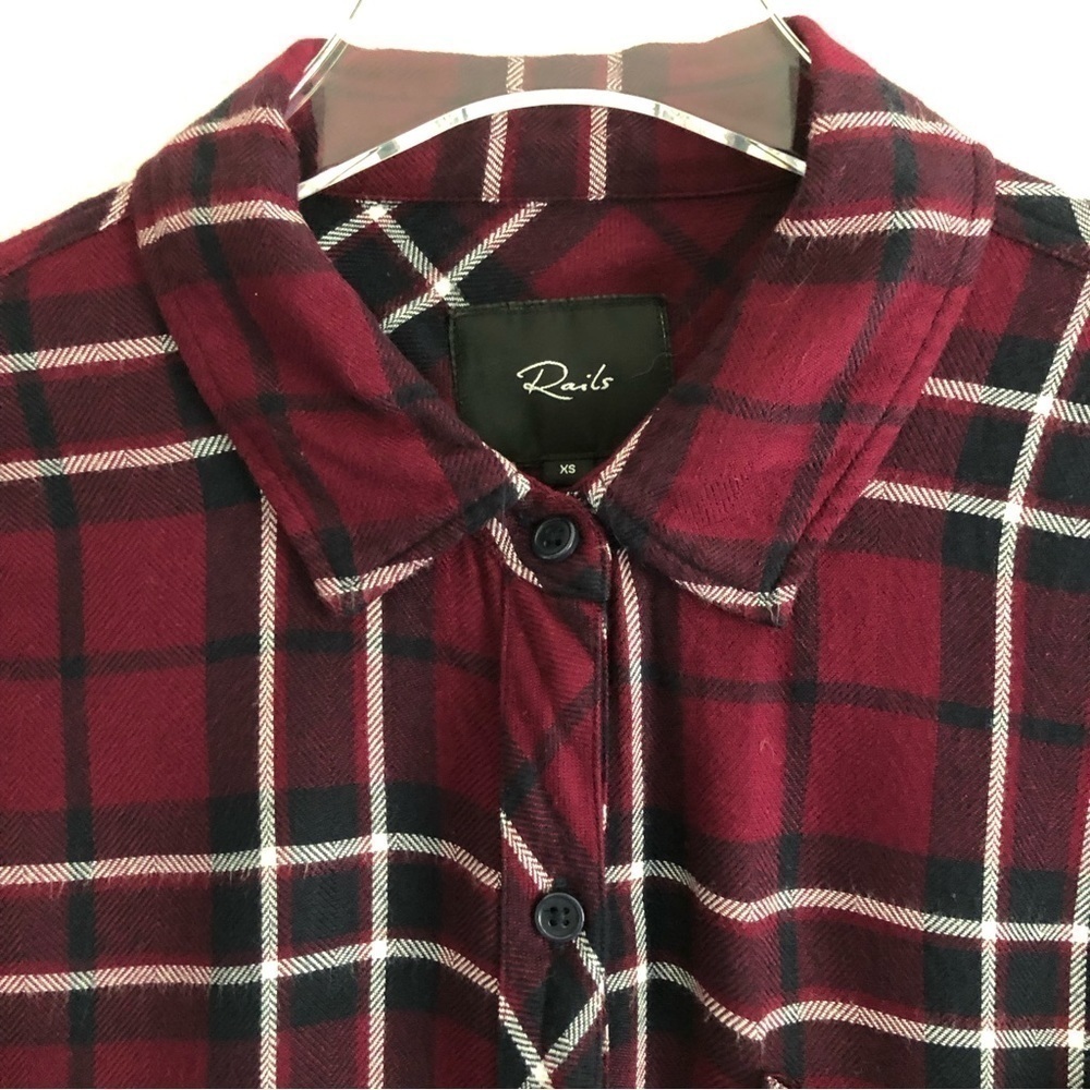 Rails Hunter Button Front Burgundy Plaid Long Sle… - image 7